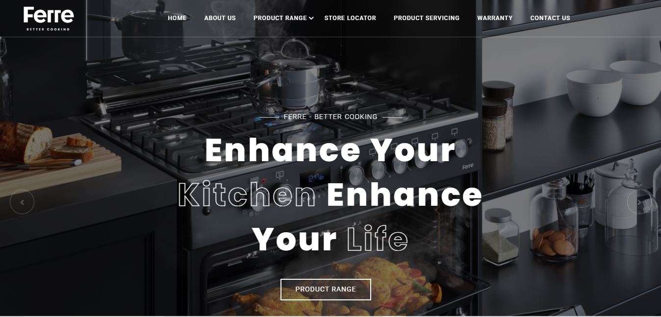 Ferre Appliances web page screenshot